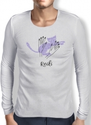 T-Shirt homme manche longue Reiki Animal chat violet