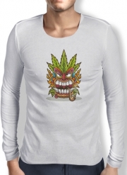 T-Shirt homme manche longue Tiki mask cannabis weed smoking