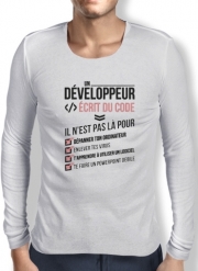 T-Shirt homme manche longue Un développeur écrit du code Stop