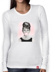 T-Shirt femme manche longue Audrey Hepburn bubblegum