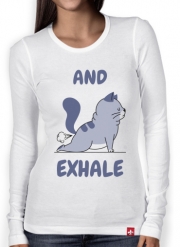 T-Shirt femme manche longue Cat Yoga Exhale