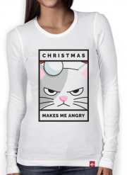 T-Shirt femme manche longue Christmas makes me Angry cat