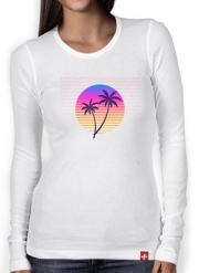 T-Shirt femme manche longue Classic retro 80s style tropical sunset