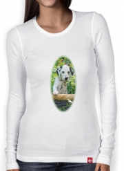 T-Shirt femme manche longue chiot dalmatien dans un panier