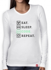 T-Shirt femme manche longue Eat Sleep Code Repeat