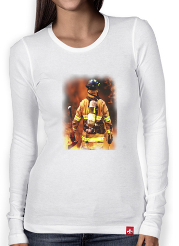 T-Shirt femme manche longue Pompier Feu et Flamme
