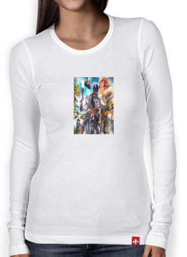 T-Shirt femme manche longue Fortnite Artwork avec skins et armes