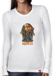 T-Shirt femme manche longue Halloween Pumpkin Crow Graveyard