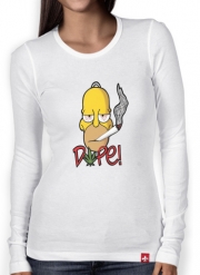 T-Shirt femme manche longue Homer Dope Weed Smoking Cannabis