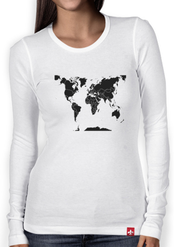 T-Shirt femme manche longue mappemonde planisphère
