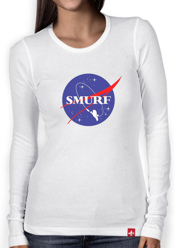 T-Shirt femme manche longue Nasa Parodie Smurfs in Space