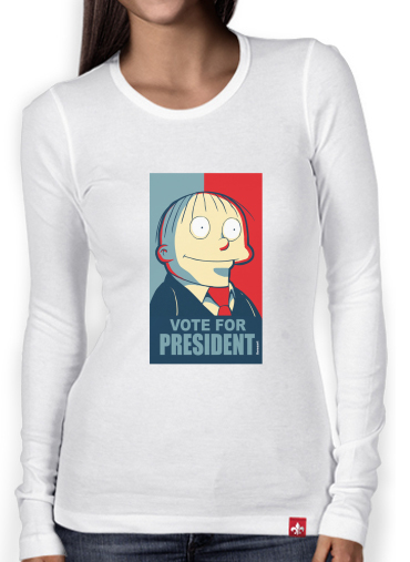 T-Shirt femme manche longue ralph wiggum vote for president