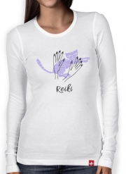 T-Shirt femme manche longue Reiki Animal chat violet