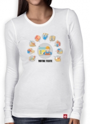 T-Shirt femme manche longue Logo couvreur toiture avec texte personnalisable