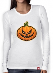 T-Shirt femme manche longue Scary Halloween Pumpkin