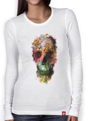 T-Shirt femme manche longue Skull Flowers Gardening