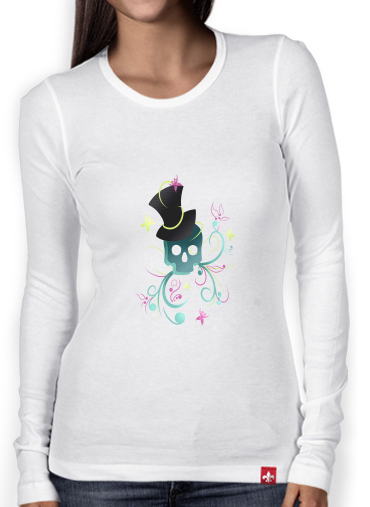 T-Shirt femme manche longue Skull Pop Art Disco