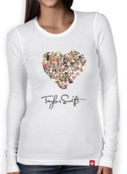 T-Shirt femme manche longue Taylor Swift Love Fan Collage signature