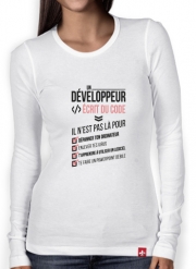 T-Shirt femme manche longue Un développeur écrit du code Stop