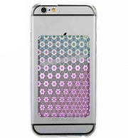 Porte Carte adhésif pour smartphone Abstract bright floral geometric pattern teal pink white