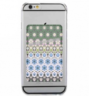 Porte Carte adhésif pour smartphone Abstract ethnic floral stripe pattern white blue green