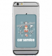 Porte Carte adhésif pour smartphone Logo garage / garagiste avec texte personnalisable