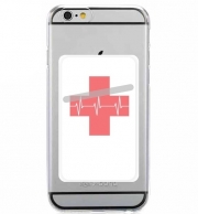 Porte Carte adhésif pour smartphone Croix de secourisme EKG Heartbeat