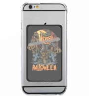 Porte Carte adhésif pour smartphone Halloween Pumpkin Crow Graveyard
