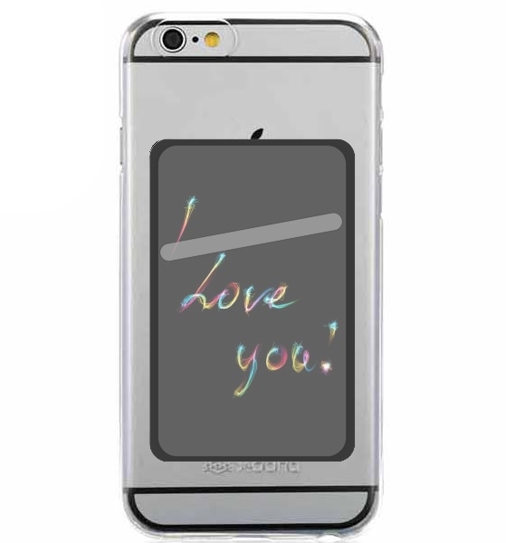 Porte Carte adhésif pour smartphone I love you texte rainbow