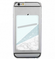 Porte Carte adhésif pour smartphone Initiale Marble and Glitter Blue