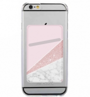 Porte Carte adhésif pour smartphone Initiale Marble and Glitter Pink