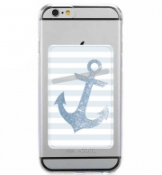 Porte Carte adhésif pour smartphone Marinière ancre en bleu glitter
