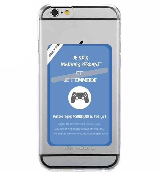 Porte Carte adhésif pour smartphone Mauvais perdant - Bleu Playstation