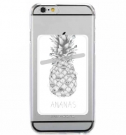 Porte Carte adhésif pour smartphone Ananas en noir et blanc