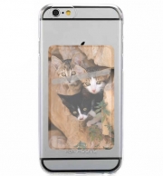 Porte Carte adhésif pour smartphone Trois petits chatons mignons dans un orifice d'un mur