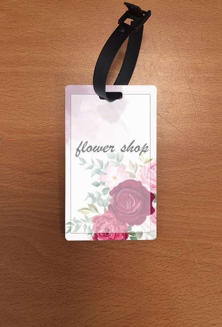 Attache adresse pour bagage Logo Fleuriste avec texte personnalisable