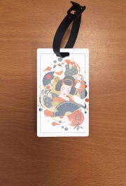 Attache adresse pour bagage Japanese geisha surrounded with colorful carps