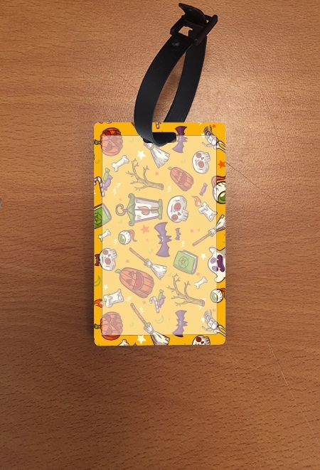 Attache adresse pour bagage Yellow Halloween Pattern