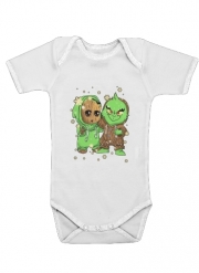 Body Bébé manche courte Baby Groot and Grinch Christmas