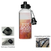 Gourde vélo Where God guides he provides Bible