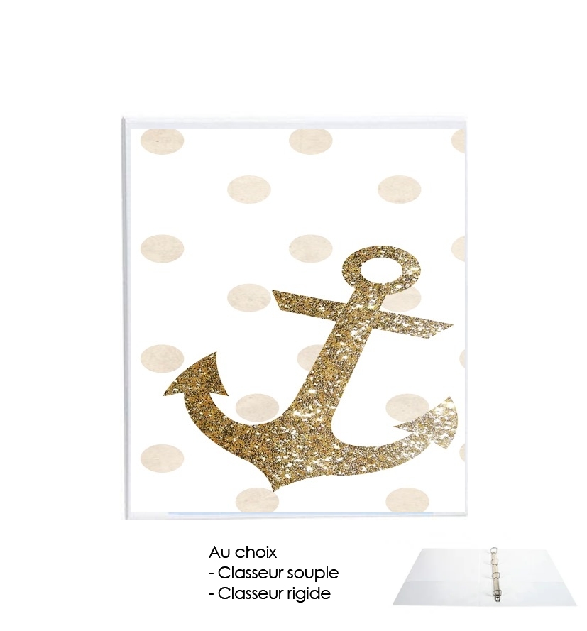 Classeur Rigide Glitter Anchor and dots in gold