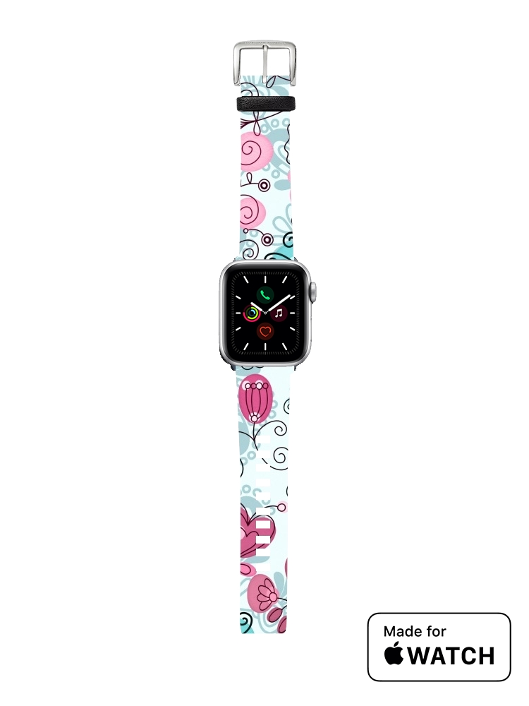 Bracelet pour Apple Watch doodle flowers and butterflies