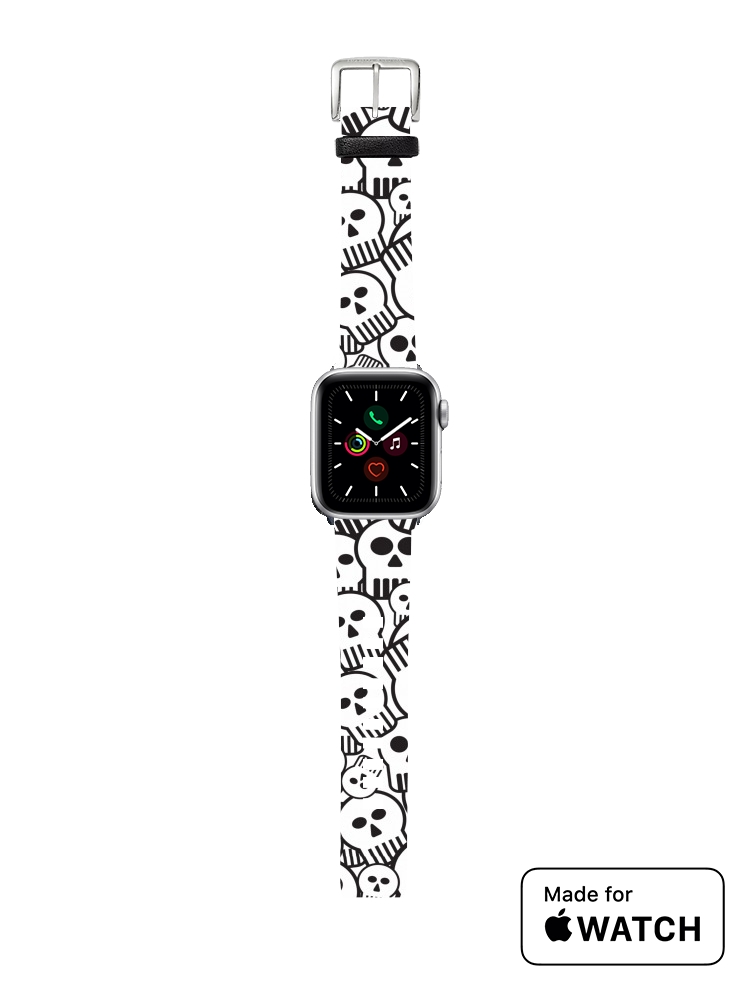 Bracelet pour Apple Watch toon skulls, black and white