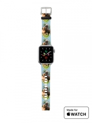 Bracelet pour Apple Watch Deux chevaux islandais cabrés, jouent ensemble dans le pré