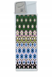 Briquet Abstract ethnic floral stripe pattern white blue green