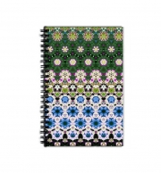 Cahier de texte Abstract ethnic floral stripe pattern white blue green