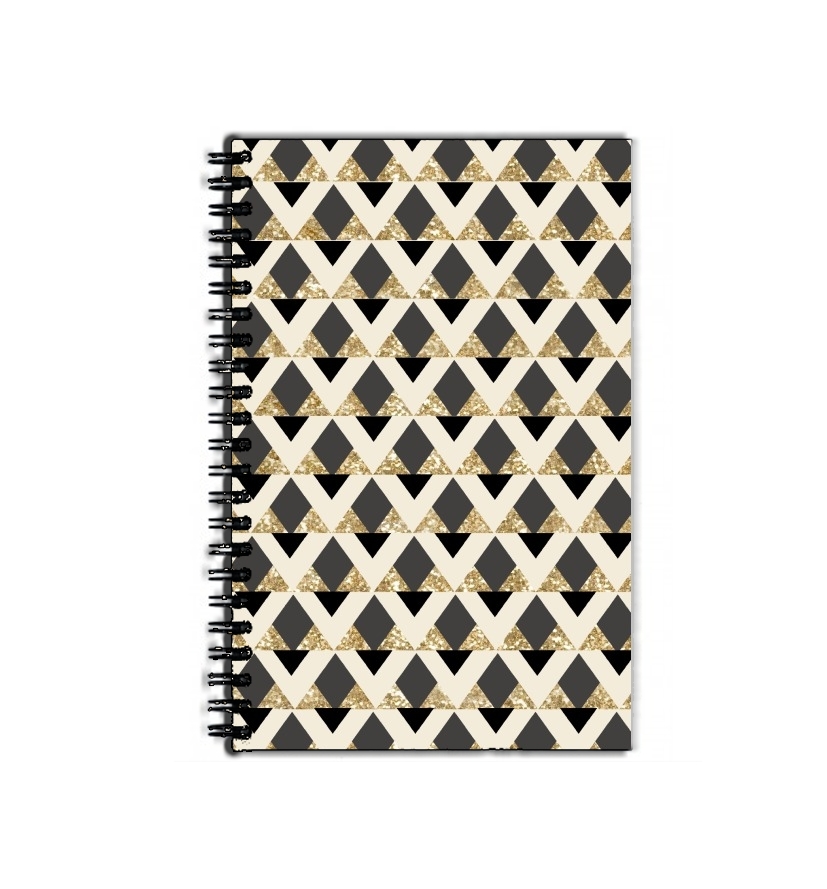Cahier de texte Glitter Triangles in Gold Black And Nude