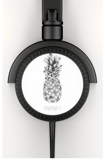 Casque Audio Ananas en noir et blanc