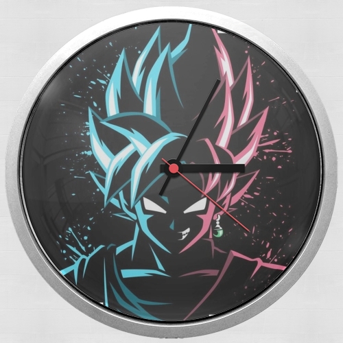 Horloge Murale Black Goku Face Art Blue and pink hair