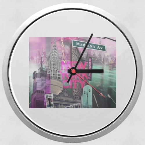 Horloge Murale New York City II [pink]